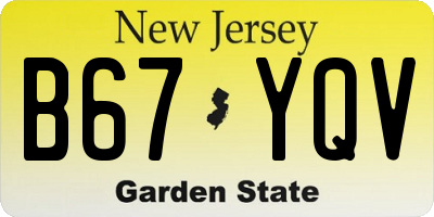 NJ license plate B67YQV