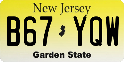 NJ license plate B67YQW