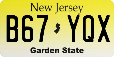 NJ license plate B67YQX