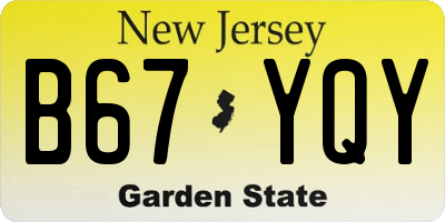 NJ license plate B67YQY