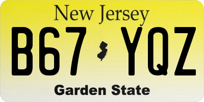 NJ license plate B67YQZ