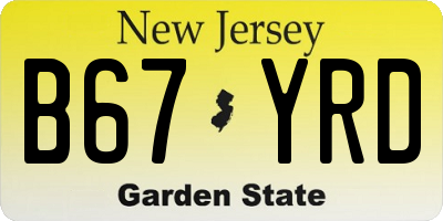 NJ license plate B67YRD