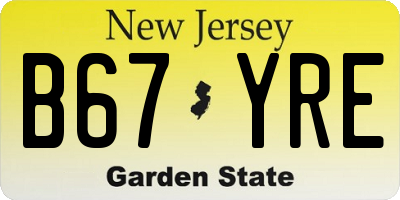NJ license plate B67YRE
