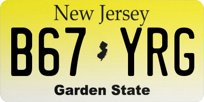 NJ license plate B67YRG