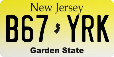NJ license plate B67YRK