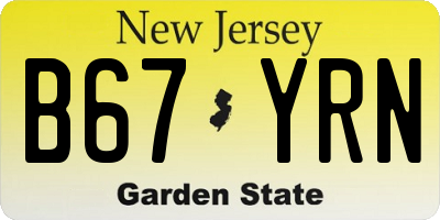 NJ license plate B67YRN