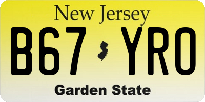 NJ license plate B67YRO