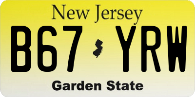 NJ license plate B67YRW