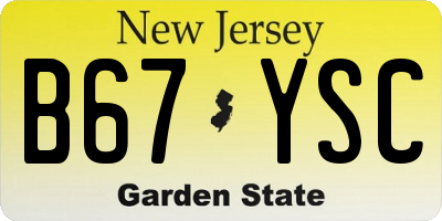 NJ license plate B67YSC