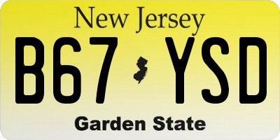 NJ license plate B67YSD