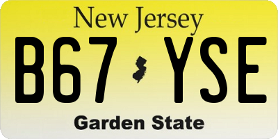 NJ license plate B67YSE