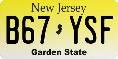 NJ license plate B67YSF
