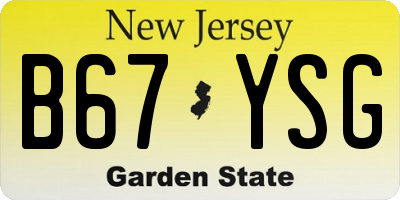 NJ license plate B67YSG