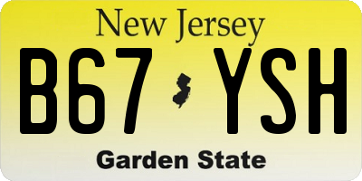 NJ license plate B67YSH