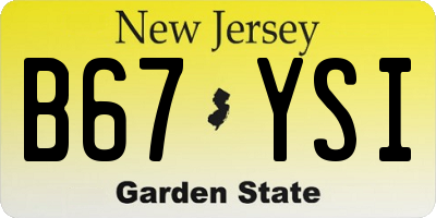 NJ license plate B67YSI