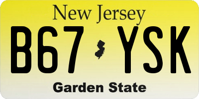 NJ license plate B67YSK