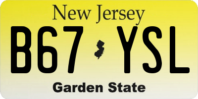 NJ license plate B67YSL