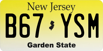 NJ license plate B67YSM