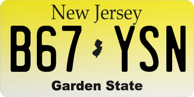 NJ license plate B67YSN