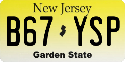 NJ license plate B67YSP