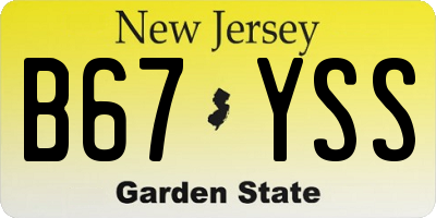 NJ license plate B67YSS