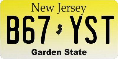 NJ license plate B67YST