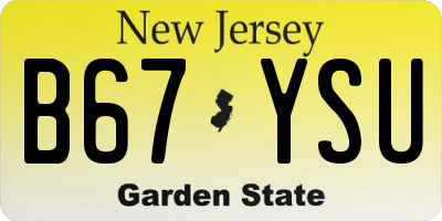NJ license plate B67YSU
