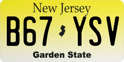 NJ license plate B67YSV