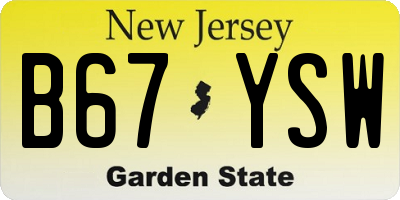 NJ license plate B67YSW