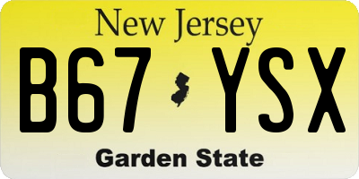 NJ license plate B67YSX