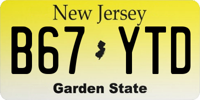 NJ license plate B67YTD