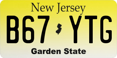 NJ license plate B67YTG