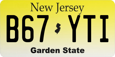 NJ license plate B67YTI