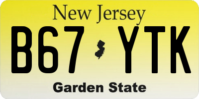 NJ license plate B67YTK