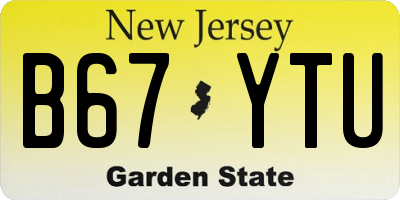 NJ license plate B67YTU