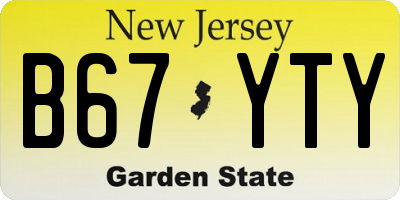NJ license plate B67YTY