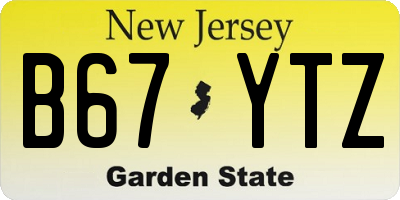 NJ license plate B67YTZ