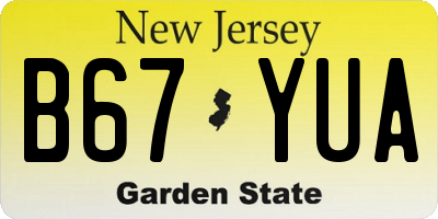 NJ license plate B67YUA