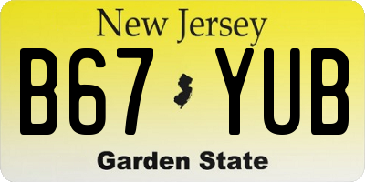 NJ license plate B67YUB