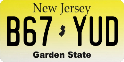 NJ license plate B67YUD