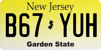 NJ license plate B67YUH