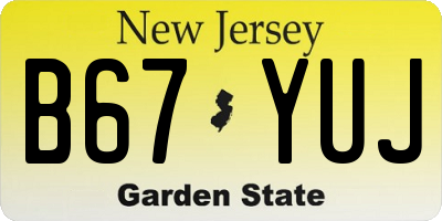 NJ license plate B67YUJ