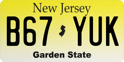 NJ license plate B67YUK