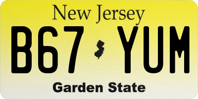 NJ license plate B67YUM