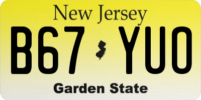 NJ license plate B67YUO
