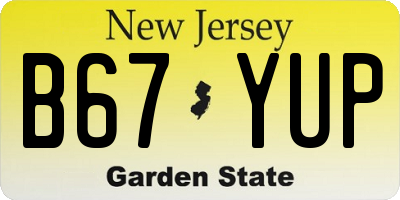 NJ license plate B67YUP