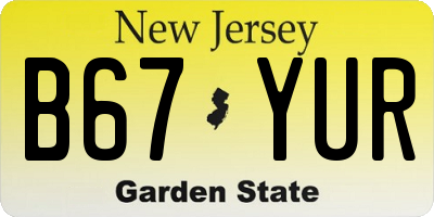 NJ license plate B67YUR