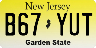 NJ license plate B67YUT