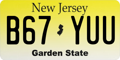NJ license plate B67YUU