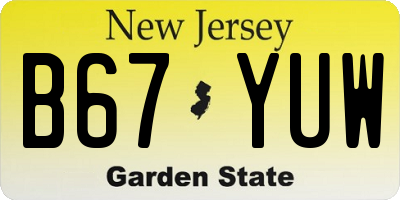 NJ license plate B67YUW